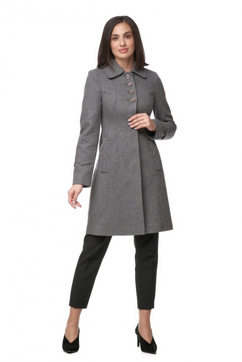 Женское пальто из текстиля с воротником 8012474
