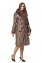 Женское пальто из текстиля с воротником, отделка енот 8020915-2