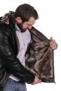 Мужская кожаная куртка из эко-кожи с капюшоном, отделка искусственный мех 8022702-7